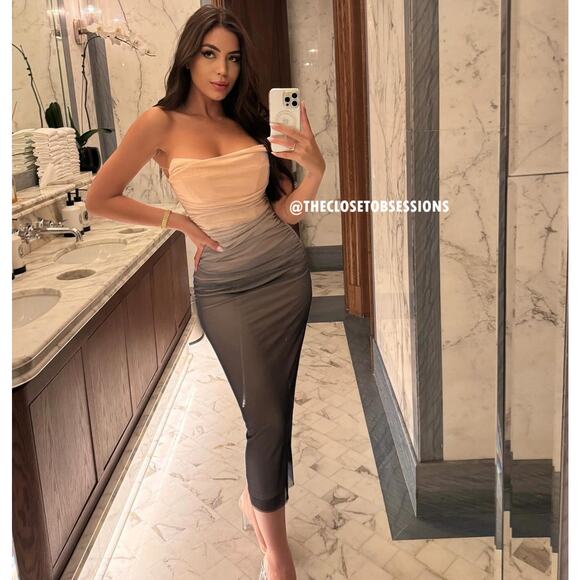 ZARA BLOGGER FAVE!!! Fitted Gradient Midi Dress NWT 🤍 - Picture 9 of 16